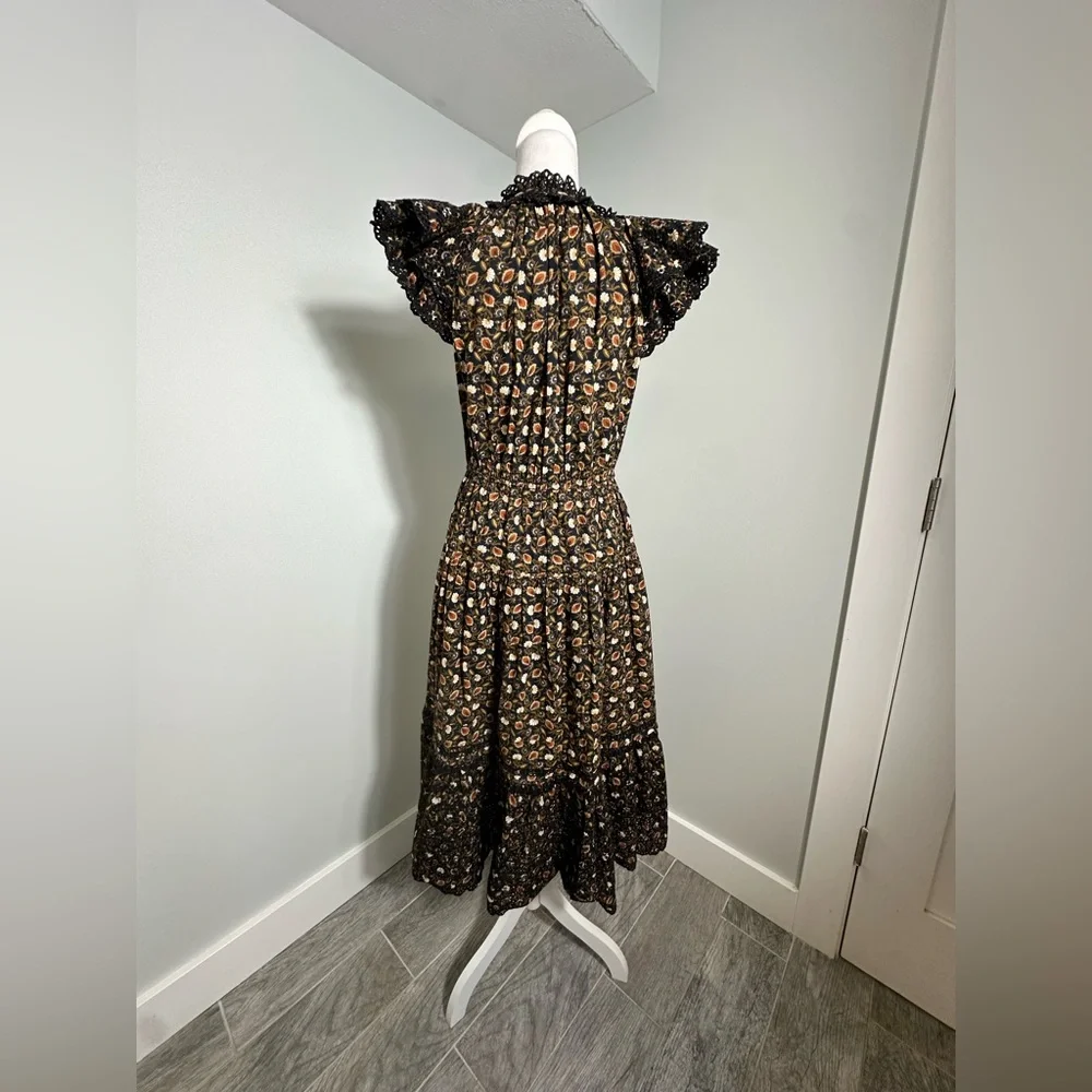 ULLA JOHNSON Yvette Floral Cotton Midi Dress Size 4 - Picture 10 of 17